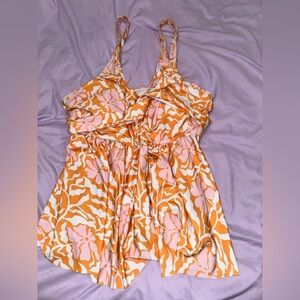 Orange floral tankini